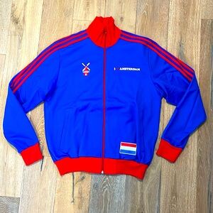 Adidas Amsterdam Full Zip Lightweight Jacket - Blue/Red/White (Size Large)